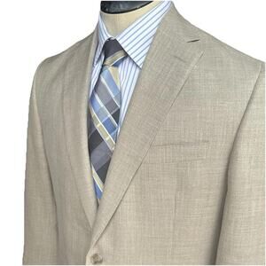 Cremieux Loro Piana Sport Coat Blazer Men 41L Beige Wool Silk Linen Pristine